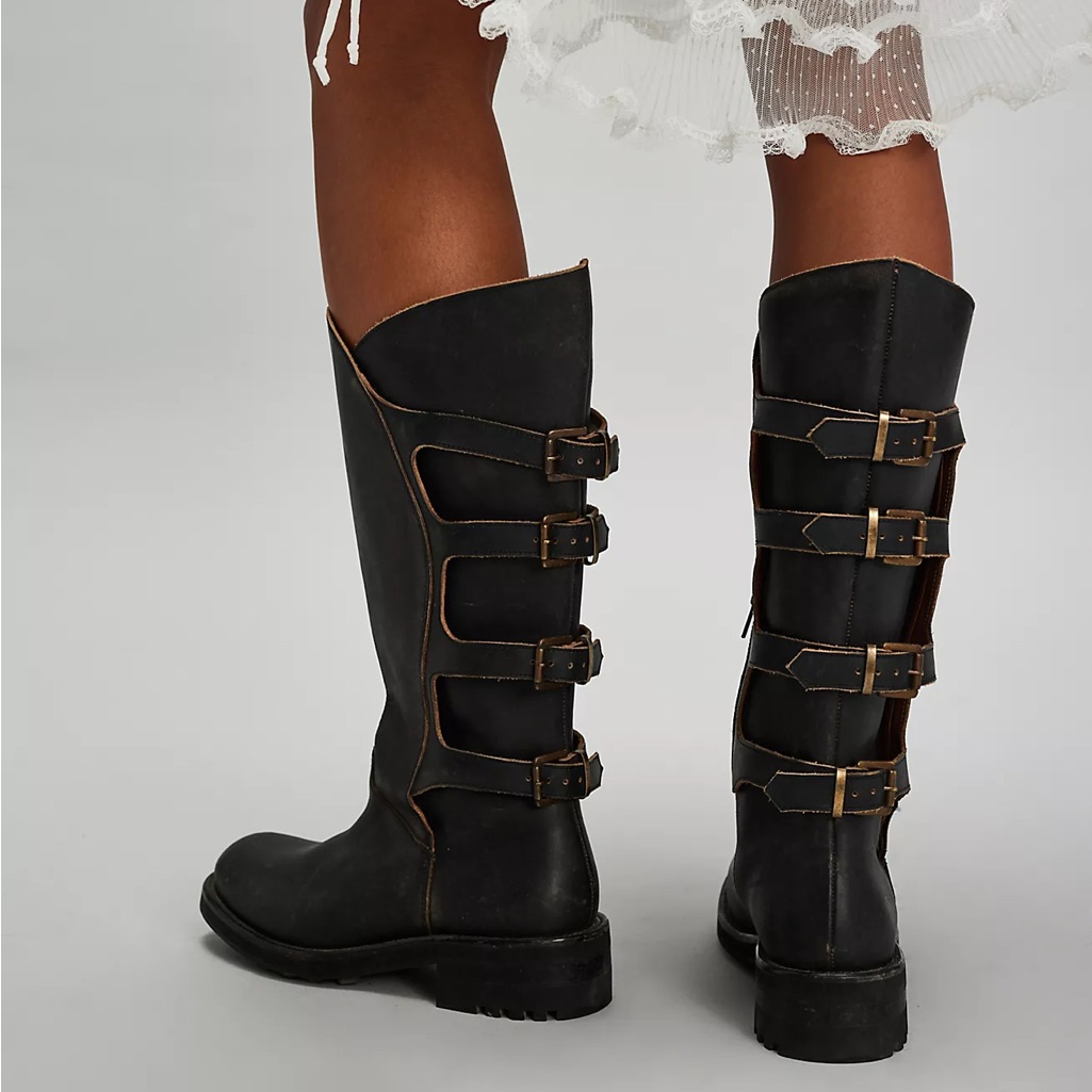 New Free People Beckett Biker Buckle Boots